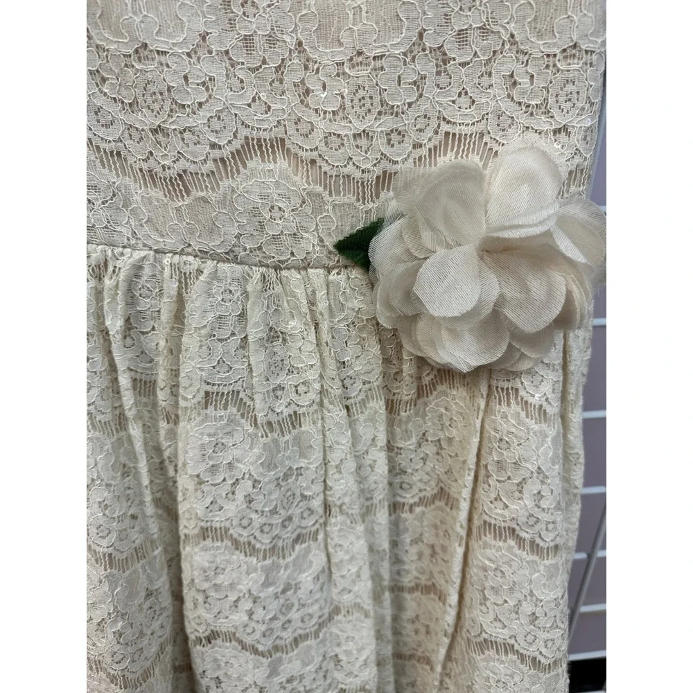 Rare Editions‎ Girls Lace Dress Flower Accent Ivory Formal Special Occasion 6X